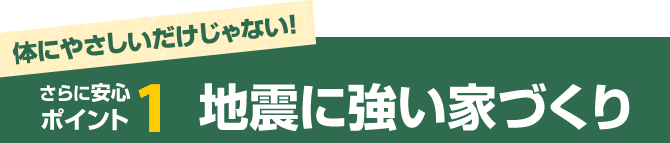 体にやさしいだけじゃない！
さらに安心ポイント1：地震に強い家づくり