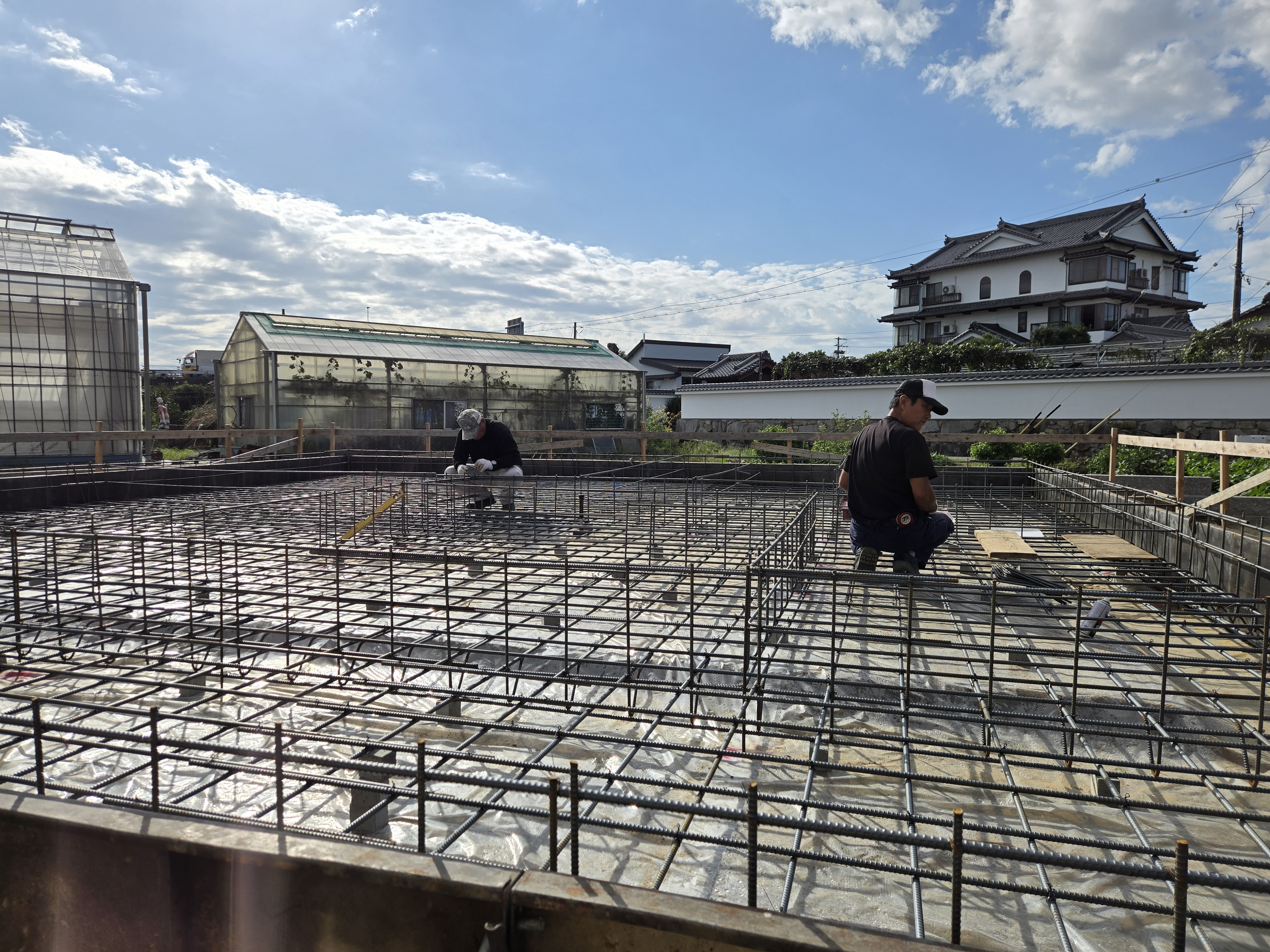 安城市城ヶ入町の現場 　耐震等級３の基礎工事配筋写真
